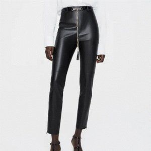 Zara Faux Leather Pants with Chain Belt
